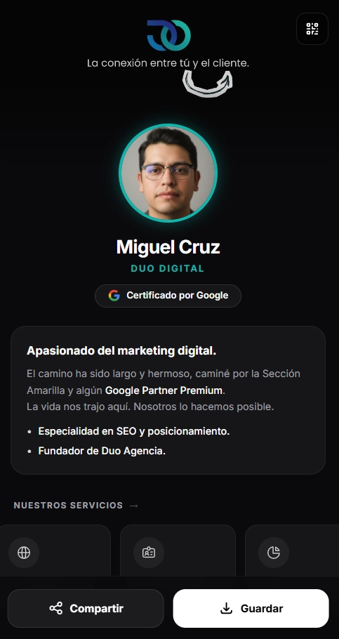 Tarjetas de presentación digitales y vCard interactivas
